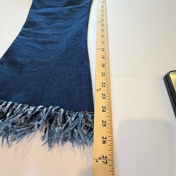 Elliott & Vine Boho Western Flare Jeans Sz 10 Fringe Hem Stretch Denim - Picture 10 of 11